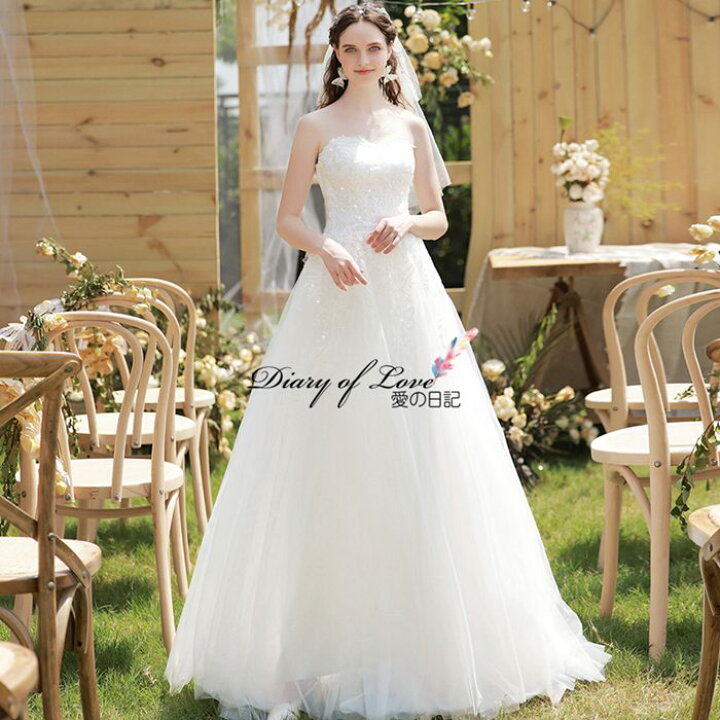 楽天市場 ウェディングドレス スレンダードレス エンパイア 二次会 白 ウエディングドレス 結婚式 二次会 披露宴 謝恩会ドレス 編み上げ 撮影海外挙式 ドレス トレーン ウェディングドレス ライトドレス お袖は2way 半袖オフショルダー個性派 レース ウェディング 22春