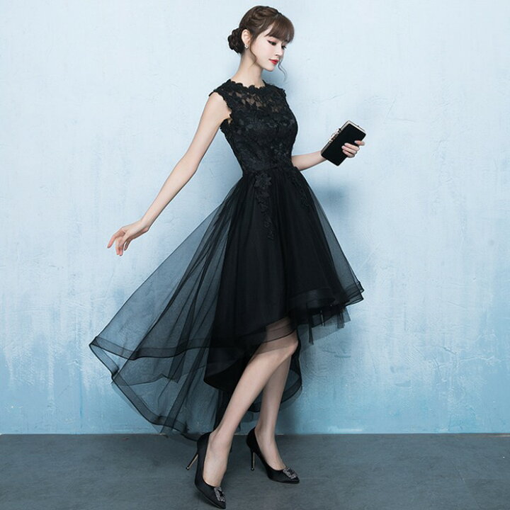 楽天市場】ドレス 演奏会 二次会 黒 パーティードレス ブラック  