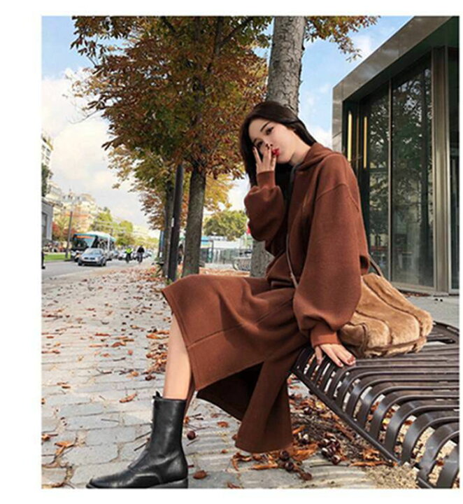 楽天市場】パーカー ロングパーカー レディース ワンピース風  