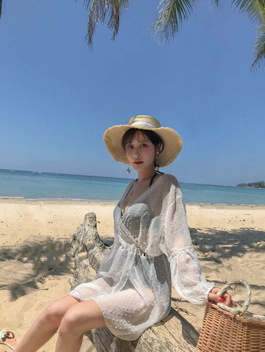 水着の上に着る ガウン 夏用 かわいい水着上着 水着 レディース 体型カバー セクシー 可愛い水着 男ウケ 羽織 薄手 海 日焼け防止 ウェア 50 Off