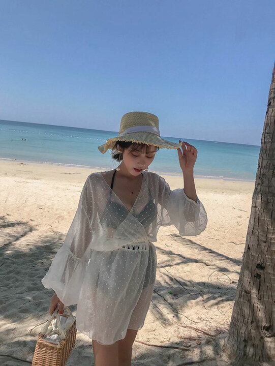 水着の上に着る ガウン 夏用 かわいい水着上着 水着 レディース 体型カバー セクシー 可愛い水着 男ウケ 羽織 薄手 海 日焼け防止 ウェア 50 Off