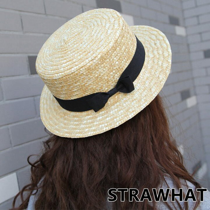 723 麦わら帽子　ストローハット　ネイビー　夏　暑い　UV対策　人気