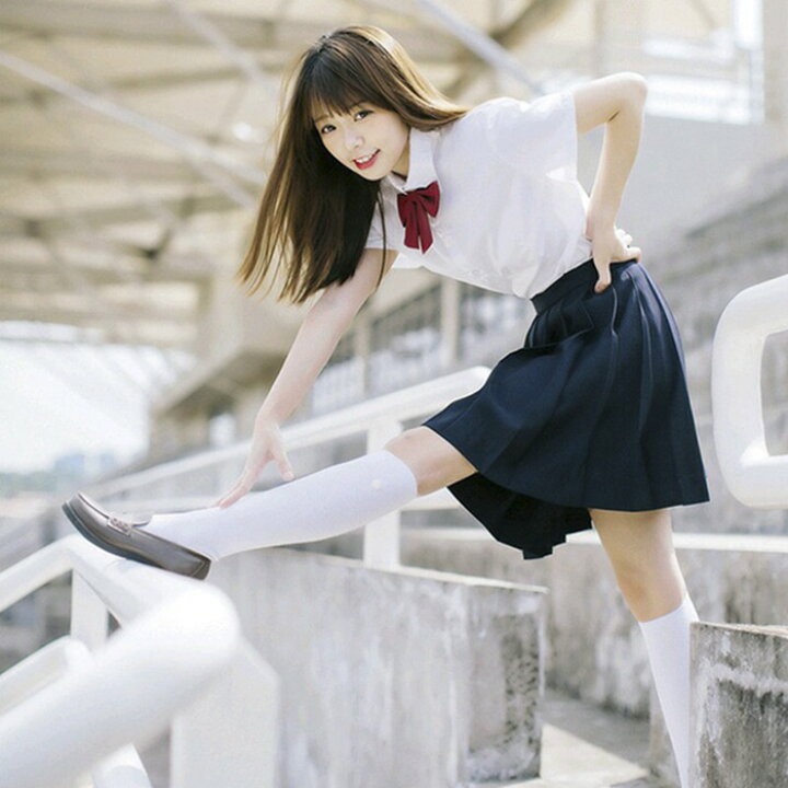 Lサイズの女子高生制服風シャツ・スカート・リボンの３点セット☆JKコスプレ☆ 通販