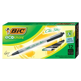 【公式】ビック ボールペン エコリューションズ クリックスティック 1.0 mm 油性 黒 12本入り ECSBLK-B12