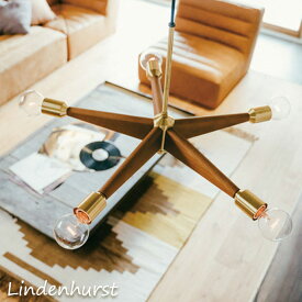 ペンダントライト 幅760mm リンデンハースト Lindenhurst INTERFORM LT-3407 照明 天井照明 5灯ペンダントライト 多灯照明 木製 多灯照明 ヴィンテージ レトロ