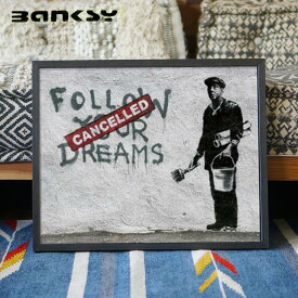 アート Follow Your Dreams バンクシー Banksy IBA-61739 絵画 アートフレーム 風刺画 ストリートアート 路上芸術 オークション イギリス ロンドン 芸術 オシャレ 530×430×32mm 英国 UK ダークユーモア ブラックジョーク ステンシル技法