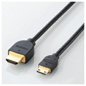 ELECOM｜エレコム mini HDMIケーブル ブラック DH-HD14EM10BK [1m /HDMI⇔miniHDMI /イーサネット対応][DHHD14EM10BK]