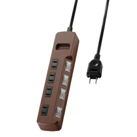 ELECOM｜エレコム タップ Color Style(カラースタイル) ブラウン T-BR02-2410BR [1.0m /4個口 /スイッチ付き（個別）][TBR022410BR]