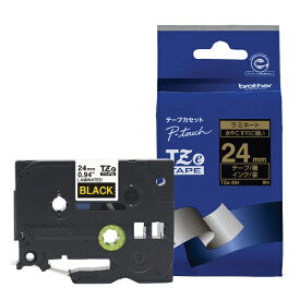 brother｜ブラザー 【ブラザー純正】ピータッチ ラミネートテープ TZe-354 幅24mm (金文字/黒) TZe TAPE 黒 TZe-354 [金文字 /24mm幅][TZE354]