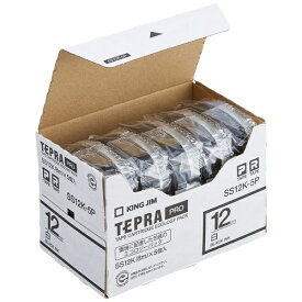 キングジム｜KING JIM 白ラベルテープ エコパック 5個パック TEPRA(テプラ) PROシリーズ 白 SS12K-5P [黒文字 /12mm幅][SS12K5P]