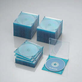 エレコム｜ELECOM Blu-ray/DVD/CD対応 スリムケース 1枚収納×50 クリアブルー CCD-JSCS50CBU[CCDJSCS50CBU]