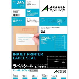 A-one｜エーワン インクジェットプリンタラベル 上下余白付 ホワイト 28927 [A4 /20シート /18面 /マット]