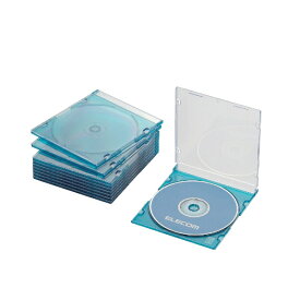 エレコム｜ELECOM Blu-ray/DVD/CD対応 スリムケース 1枚収納×10 クリアブルー CCD-JSCS10CBU[CCDJSCS10CBU]