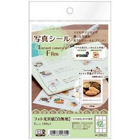 A-one｜エーワン 写真シール Instant camera’s Film 白無地 29625 [はがき /5シート /12面 /光沢]