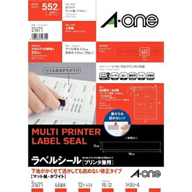 A-one｜エーワン ラベルシール プリンタ兼用 ホワイト 31671 [A4 /12シート /46面 /マット]