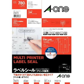 A-one｜エーワン ラベルシール プリンタ兼用 ホワイト 31673 [A4 /12シート /65面 /マット]