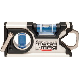 シンワ測定｜Shinwa Rules ハンディレベル　MEGA−MAG100mm白マグネット付　73130