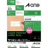 A-one｜エーワン ラベルシール レーザープリンタ ホワイト 66227 [A4 /100シート /27面 /マット]