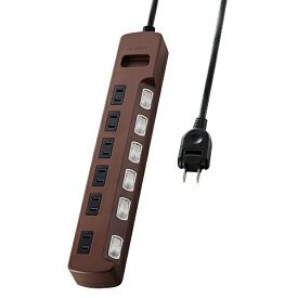 ELECOM｜エレコム タップ Color Style（カラースタイル） ブラウン T-BR04-2610BR [1.0m /6個口 /スイッチ付き（個別）][TBR042610BR]