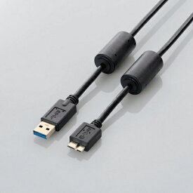 エレコム｜ELECOM 2.0m USB3.0ケーブル 【A】⇔【microB】 [フェライトコア付タイプ]　（ブラック）　USB3-AMBF20BK【rb_ cable_cpn】