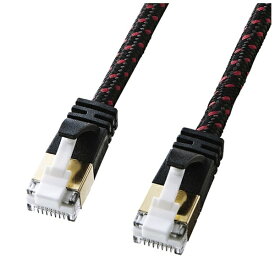 サンワサプライ｜SANWA SUPPLY LANケーブル ブラック＆レッド KB-T7ME-005BKR [0.5m /カテゴリー7 /メッシュ]