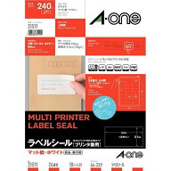 A-one｜エーワン ラベルシール プリンタ兼用 ホワイト 31511 [A4 /10シート /24面 /マット]