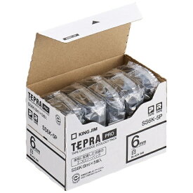 キングジム｜KING JIM 白ラベルテープ エコパック 5個パック TEPRA(テプラ) PROシリーズ 白 SS6K-5P [黒文字 /6mm幅]