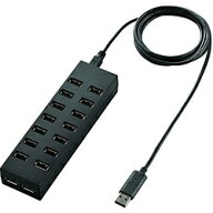 ELECOM｜エレコム USB-Aハブ (Mac/Windows11対応) ブラック U2H-Z16S [セルフパワー /16ポート /USB2.0対…