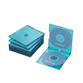 エレコム｜ELECOM Blu-ray/DVD/CD対応 スリムケース 2枚収納×10 クリアブルー CCD-JSCSW10CBU[CCDJSCSW10CBU]