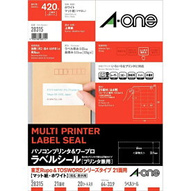 A-one｜エーワン パソコンプリンタ＆ワープロラベル 東芝Rupo&TOSWORDシリーズタイプ ホワイト 28315 [A4 /20シート /21面 /マット][