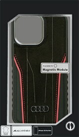 エアージェイ｜air-J アウディ iPhone15 Pro Max用 アルカンターラ&本革 背面ケース レッド AUTPUPCMIP15PMR8D3RD