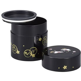 まえじゅう漆器｜MAEJYU SHIKKI 2L-115 茶筒 黒 丸うさぎ