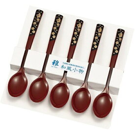 まえじゅう漆器｜MAEJYU SHIKKI 1J-815 コーヒースプーン 5本組 うさぎ 赤 （OPP袋入）