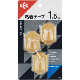 レック｜LEC 粘着木目フック 3個入 H-007