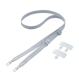 ELECOM｜エレコム スマホショルダーストラップ 43~70cm 長さ調整可 ストラップシート付 ライトグレー P-STSDH2FGYL