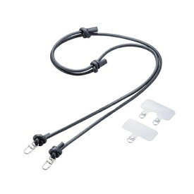 ELECOM｜エレコム スマホ ショルダー ストラップ 42~75cm 長さ調整可 ストラップシート付 丸ひも &me ブラック P-STSDH2LR06BK