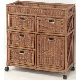 【エントリーで最大全額ポイント還元｜12/11まで】 ファミリー・ライフ｜Family-life 天然籐ランドリーチェスト ワイド3段 ブラウン