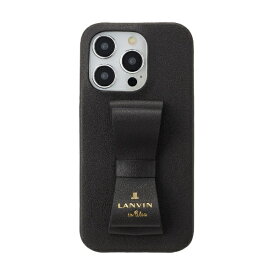 【エントリーで最大全額ポイント還元｜7/18迄】 ランバン｜LANVIN Slim Wrap Case Stand & Ring Ribbon iPhone 15 Pro LANVIN en Bleu Black LBBLKSRIP2361P