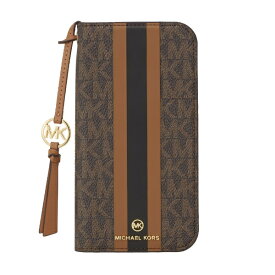 マイケルコース｜MICHAEL KORS Folio Case Stripe TasselCharm Magsafe iPhone 15 Pro MICHAEL KORS Brown MKSTTCBRWFLIP2361P