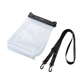 ELECOM｜エレコム 防水スマホケース/ポーチ IPX8 大容量 内ポケット付 顔認証対応 ショルダーストラップ付【iPhone Android 等 〜6.9インチ スマホ 対応】 ブラック P-WPSG05BK