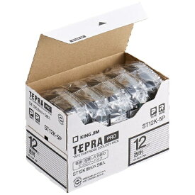 キングジム｜KING JIM 透明ラベルテープ エコパック 5個パック TEPRA(テプラ) PROシリーズ 透明 ST12K-5P [黒文字 /12mm幅]