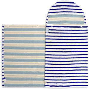 タオル美術館|Towel Art Museum BEAMS DESIGN(ビームス デザイン)ボーダーボーダー フード付きバスタオル ブルー