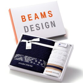 タオル美術館 BEAMS DESIGN（ビームス デザイン）ラインバンダナ タオルギフト（ウォッシュタオル1枚・バスタオル1枚） ネイビー