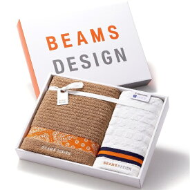 タオル美術館 BEAMS DESIGN（ビームス デザイン）ラインバンダナ タオルギフト（フェイスタオル1枚・バスタオル1枚） ベージュ