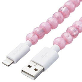 ELECOM｜エレコム iPhone 充電ケーブル ライトニングケーブル 1m USB A to Lightning MFi認証 コードジュエリー 【 ライトニング コネクター搭載 iPhone iPad iPod AirPods 対応 】 &me ピンクマーブル MPA-CJAL10PN