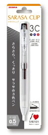 ゼブラ｜ZEBRA 多色ボールペン パック入り [0.5mm] SARASA CLIP 3C(サラサクリップ 3C) 透明 P-J3J5-C