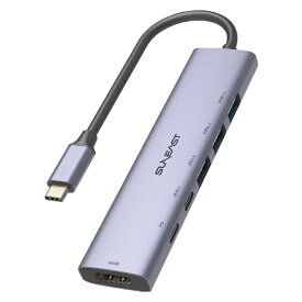 SUNEAST｜サンイースト 映像変換アダプタ [USB-C オス→メス HDMI /USB-Ax3＋USB-C＋USB-Cメス給電 /USB Power Delivery対応 /100W] 4K対応 スペースグレー SE-DSRC61A2C1DP
