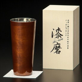 酒グッズ 漆磨漆流し2重ピルスナーカップ 赤 白檀 赤 SCW-P502 【代金引換配送不可】