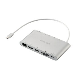 【エントリーで最大全額ポイント還元｜7/18迄】 ELECOM｜エレコム ［USB-C オス→メス カードスロットx2 / HDMI / DisplayPort / VGA / LAN / φ3.5mm / USB-Ax3 / USB-C] USB PD対応 85W ドッキングステーション シルバー DST-C28SV [USB Power Delivery対応]