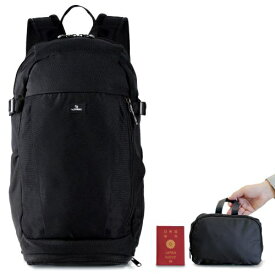 トランスペクト｜TRANSPECT 4 SPRING 折りたたみバックパック 25L ブラック［大容量 軽量 防水 オックスフォード生地 旅行 通勤 通学 男女兼用］ フォースプリング ブラック 4SPRING-BP
